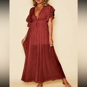 BOGO Sale 2 x $20 
Elegant Rust Maxi Dress